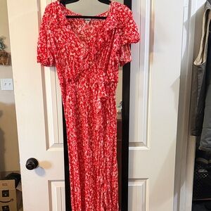 A New Day Red and White Floral Maxi Dress